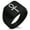 Black, variant on Stainless Steel Egyptian Ankh Cross Geometric Pattern Biker Style Polished Ring