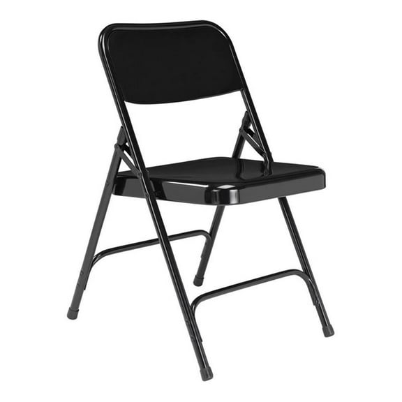 UrbanPro 29.5" Metal Double Hinge Folding Chair in Black (Set of 4)