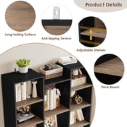 Homfa 21-Cube Bookcase, 71’’ Tall Wooden Bookshelves with Adjustable Shelves, Triple Wide CD Display Storage Organizer Shelf for Home Office, Black+Brown