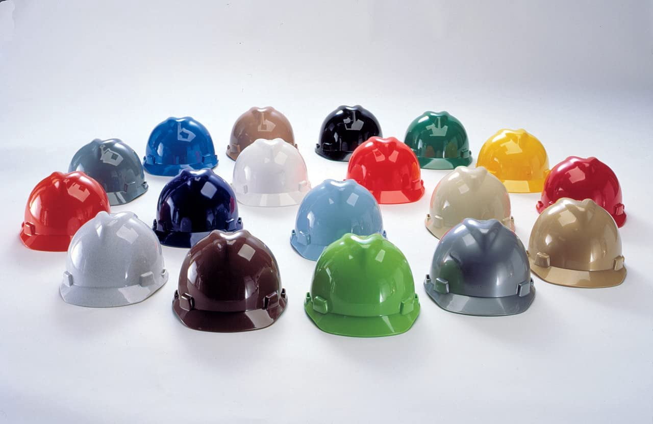 MSA 463942 V-Gard Cap Style Safety Hard Hat With Staz-on Pinlock Suspension  Polyethylene Shell, Superior Impact Protection, Self Adjusting Crown Straps - Standard Size in White