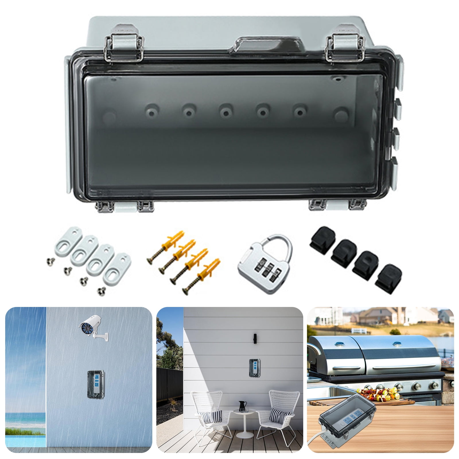 RUISINERY Waterproof Designs Junctions Box Outdoor Electrical Enclosures With Lock and Mounting Accessories Garden Supplies