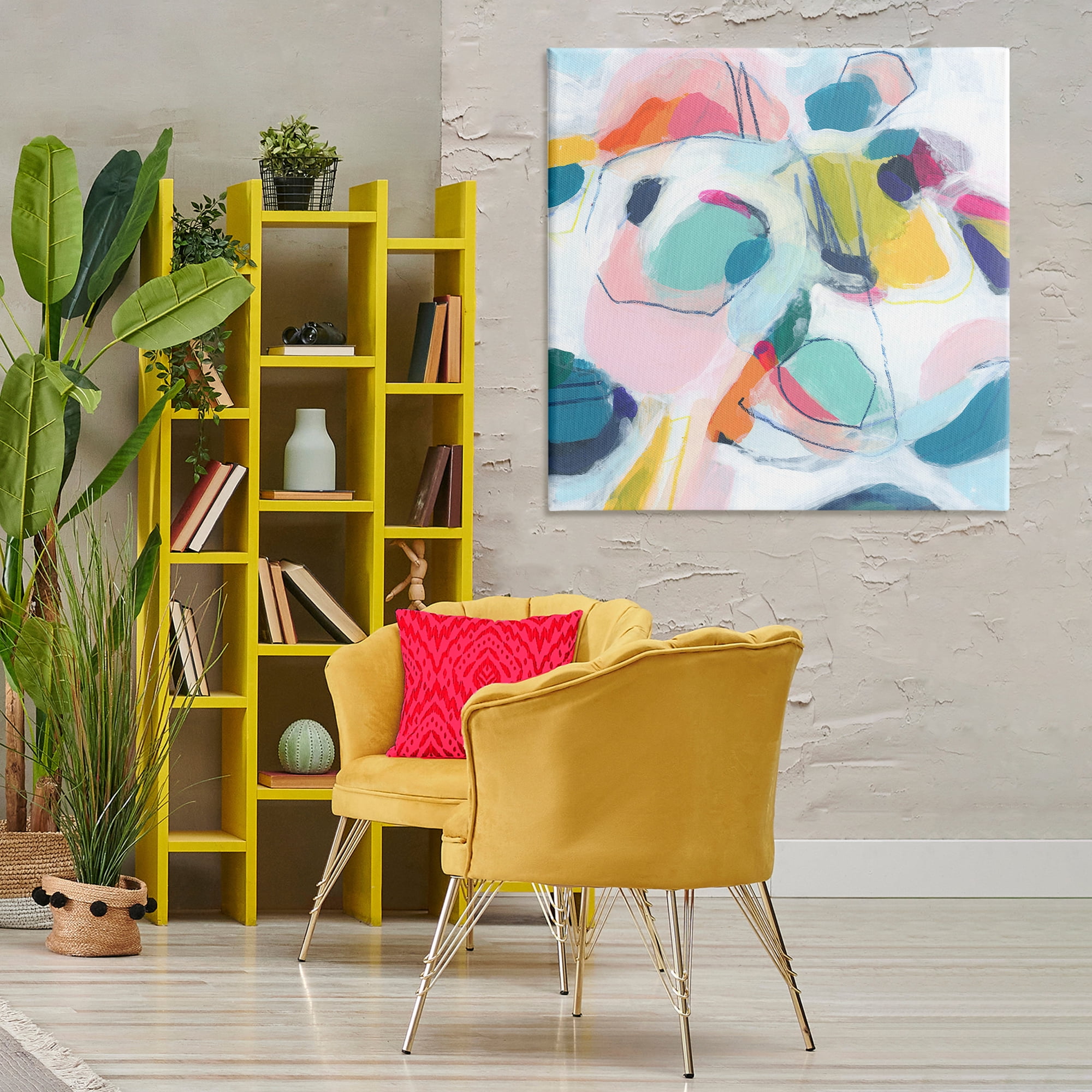 Stupell Industries Whimsical Shapes Abstraction Abstract Painting Wrapped Canvas Art Print Wall Art, 36 x 36