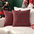 thumbnail image 2 of MIULEE Juego de 2 fundas de almohada navideñas de tartán escocés, fundas de cojín cuadradas decorativas clásicas para decoración del hogar, sofá, 18.0 x 18.0 in, color rojo, 2 of 4