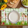 thumbnail image 4 of Easter Bunny Placemats Set of 4, Spring Easter Eggs Floral Sage Green Plaid Placemats for Dining Table, Place Mats for Kitchen Tabletop, Waterproof Wipeable Dining Table Mats Set, 4 of 9