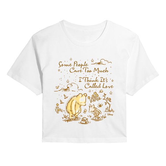 Winnie The Pooh - Care Too Much Its Love - Juniors Cropped Graphic T-Shirt