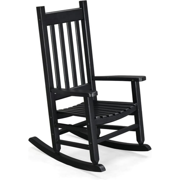 ZLGP Wood Children's Rocking Chair, Perfect for Indoor or Outdoor All-Weather Wooden Porch Rocker for Garden, Yard, and Balcony, Patio Rocking Chair Suitable for Kids Ages 6-10(Black)