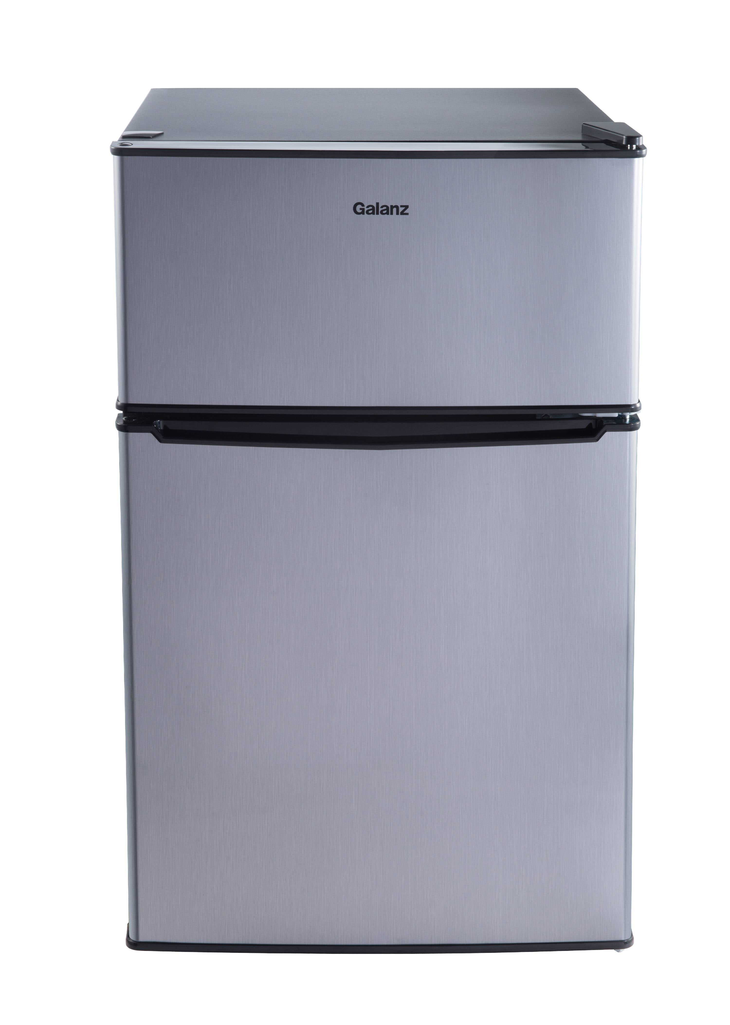 Galanz 3.1 Cu Ft Two Door Mini Fridge with Freezer GL31S5, Stainless