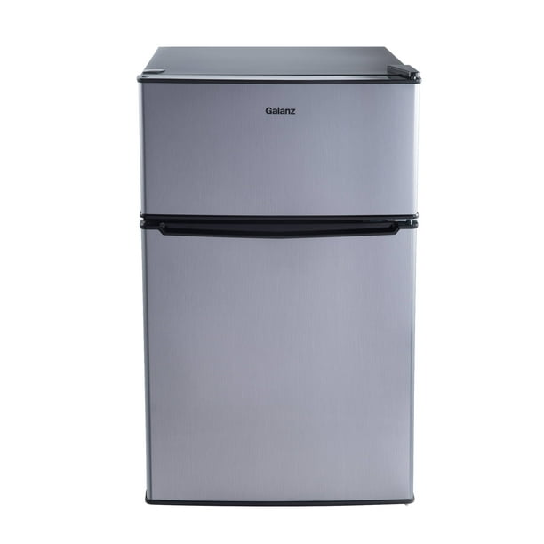 Galanz 3.1 Cu Ft Two Door Mini Fridge with Freezer GL31S5, Stainless