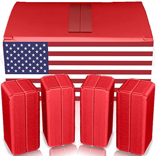 Magnetic Flag / Curtain Weights 8 Pack of Waterproof Magnets + Carrying Case, Great For Stopping American Flag Tangles, Clip On Bottom, Heavy Duty Works Outdoor To Stop Wind (Red)