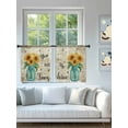 thumbnail image 4 of Sheer Curtains 2 Panels Set, You Are My Sunshine Sunflower Bee Vase Vintage Old Newspaper Window Sheer Curtains for Living Room/Bedroom, Light Filtering Rod Pocket Voile Drapes, 52" W x 45" L, 4 of 7