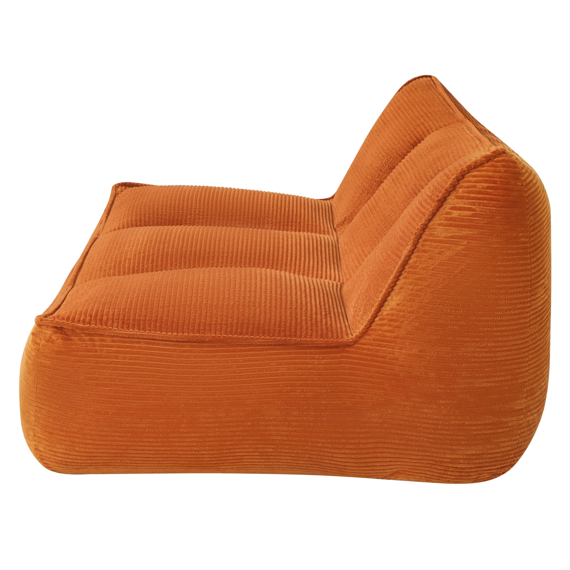Leumius Cozy Fluffy Cloud Lazy Sofa, 3-Seater Corduroy Bean Bag Lounge Chair, Lightweight Single-Seat Couch for Living Room, Bedroom, Dorm Room, Office & Small Spaces,Orange
