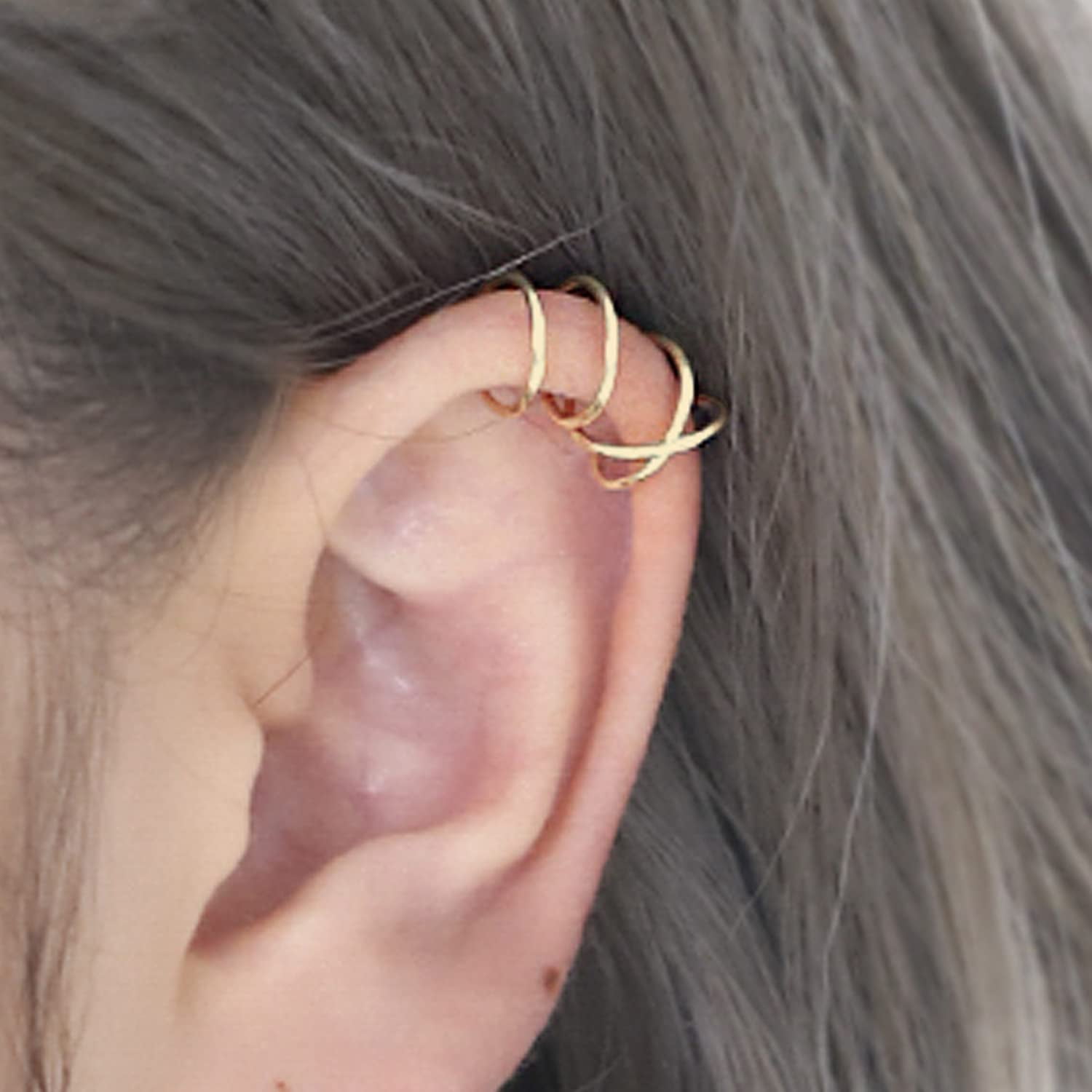SEVENWELL 14K Gold Ear Cuff No Piercing Adjustable Cartilage Earrings 925  Sterling Silver Ear Clip Fake Earrings