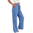 thumbnail image 5 of Yuanlook Women's Yoga Cargo Pants, Crinkle Fabric with Drawstring Waist & Wide Leg Fit, S-XXL, 5 of 6