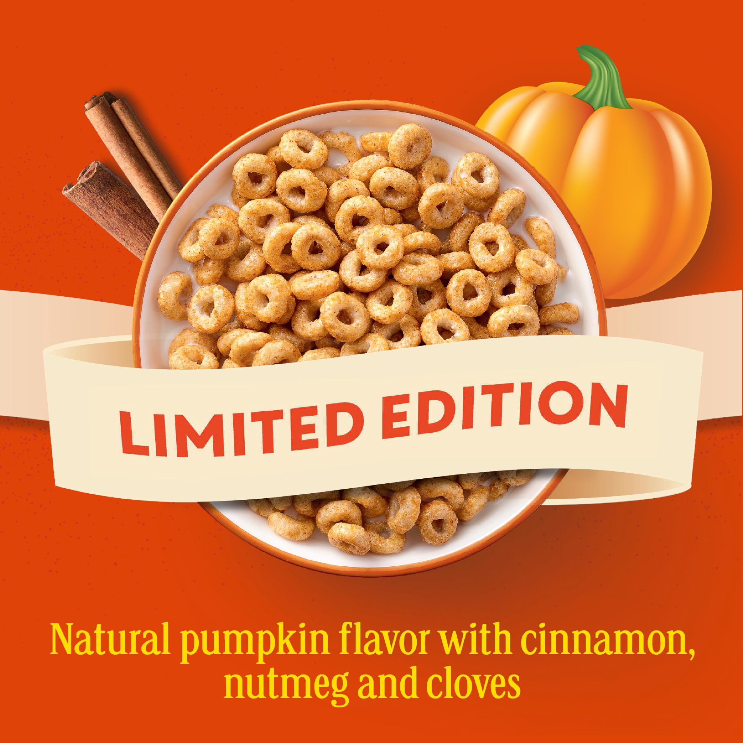 Pumpkin Spice Cheerios, Gluten OIF8&nbsp;Free Breakfast Cereal, 10.8 OZ