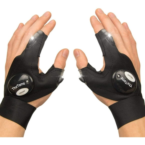 LED Fingerless Flashlight Gloves, Hands-Free Illuminating Handwear