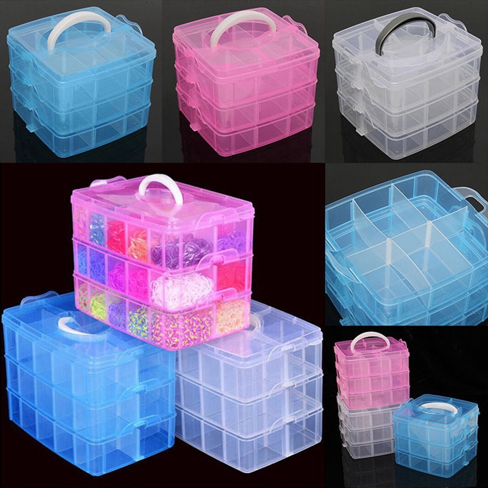 3 Layers 18 Compartments Clear Storage Box Container Jewelry Bead Organizer  Case Rangement Cajas organizadoras Plastic box