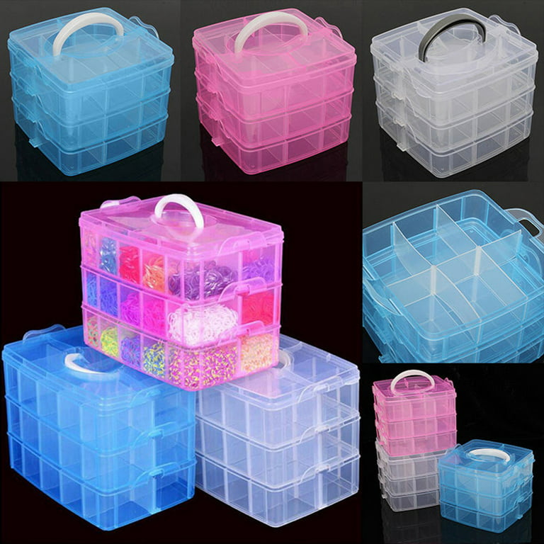 Plastic Bead Storage Containers, 32 Compartments Organizer Boxes,  Rectangle, Clear, 26x13.3x1.4cm, Hole: 16.5x6.5mm, Compartment: 3.1x3.1cm