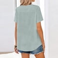 thumbnail image 5 of Solid Button Down Shirts for Women Short Sleeve Bust Pocket V Neck Collared Shirts Summer Business Casual Work Tops, Light Blue XXL, 5 of 7
