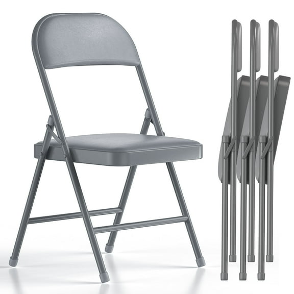 Nazhura 4 Pack Folding Chairs with Padded Cushion and Back, Padded Folding Chairs for Home and Office, Indoor and Outdoor Events