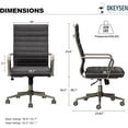 thumbnail image 2 of Okeysen Leather Office Desk Chair, Ergonomic Mid Century Modern Conference Room Chairs, Executive Ribbed Height Adjustable Swivel Rolling Chair for Home Office., 2 of 17