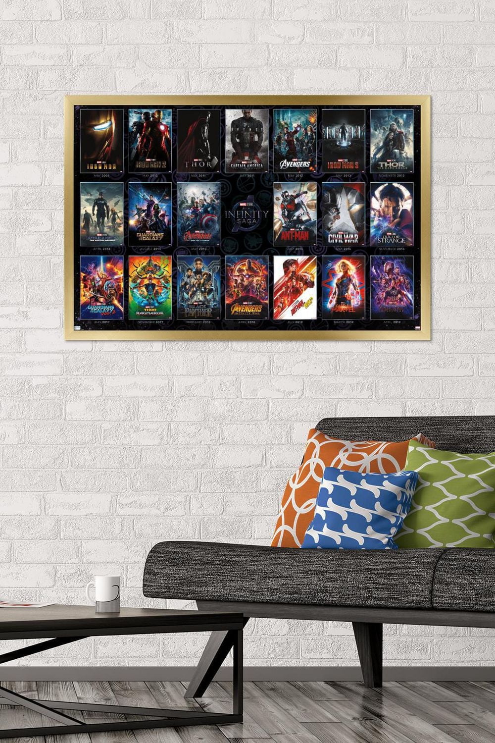 Marvel Avengers: The Infinity Saga - One Sheet Grid Wall Poster, 22.375" x 34" Framed