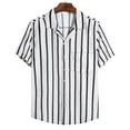 thumbnail image 3 of QUINDOS Summer Mens Hawaiian Shirt Cotton Button up Short Sleeve Casual Shirts Vacation Striped Loose Fit Beach Shirts, 3 of 3