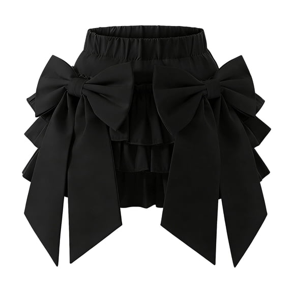 dazeni Girls Cute Bow Skirts School Uniforms Skirts High Waiste Pleated Skirts Casual A Line Tiered Elastic Waisted Skirts Black Size 2 Years