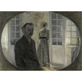 thumbnail image 3 of Vilhelm Hammershøi 24x18 Black Modern Framed Museum Art Print Titled - Interior with the Artist and His Wife (Double Portrait of the Artist and His Wife, Seen Through a Mirror), 3 of 5