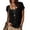 *Black, variant on ClodeEU Women's Square Neck Short Sleeve Henley T-Shirt,Casual Solid Color Button Front Top Army Green,Women's Plus L