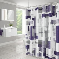 Shower Curtain Set Purple Shower Curtain White and Grey Shower Curtains for Bathroom Waterproof Polyster Modern Geometric Bathroom Curtain for Bathtub Hotel, Long Size 72x84 inch