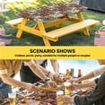 thumbnail image 6 of Country Patch Plaid Table Cloths for 4 Foot Rectangle Tables, Brown Farmhouse Retro Bear Deer Cabin Patio Waterproof Elastic Fitted Tablecloths, Washable Rectangular Table Cover for Camping, 6 of 8