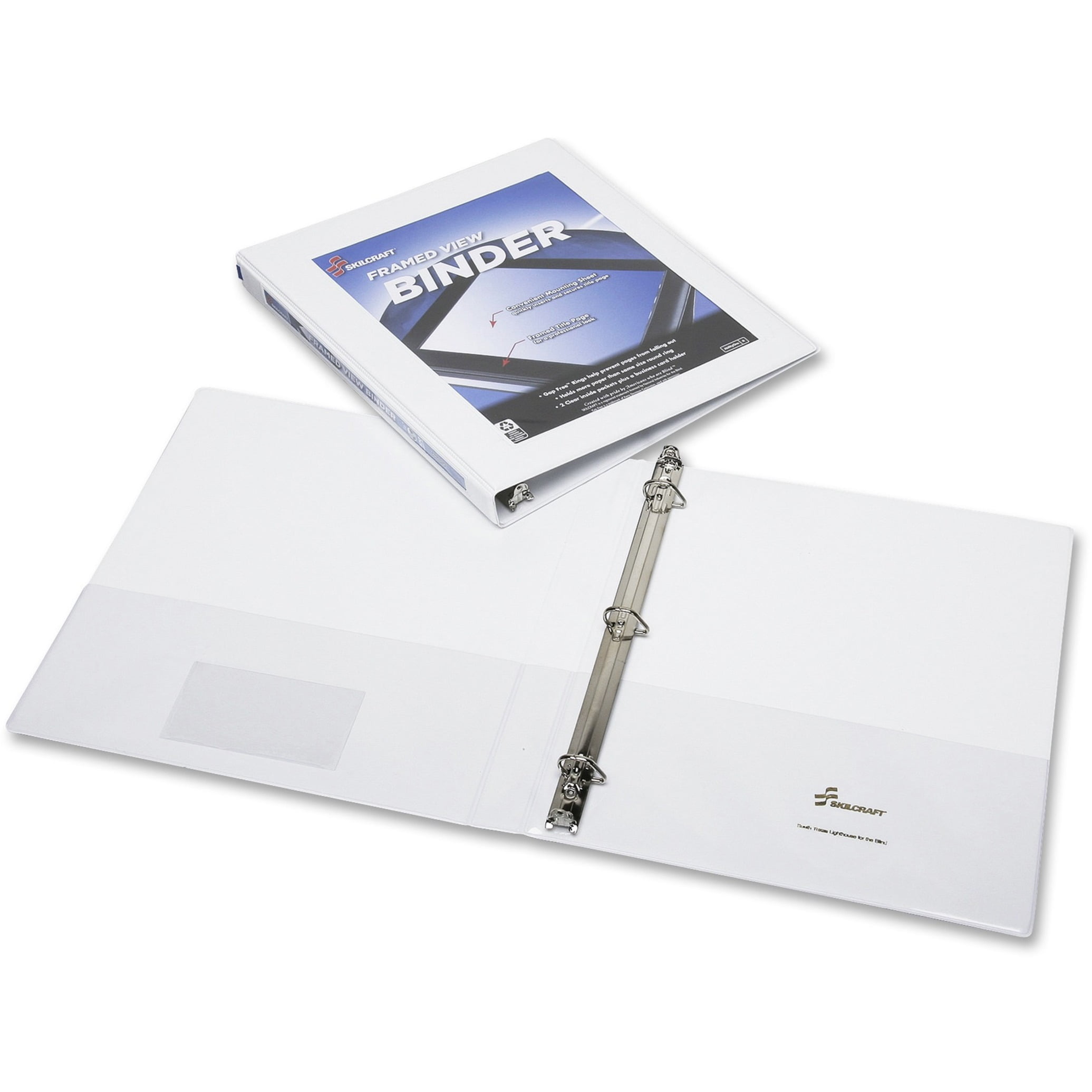 SKILCRAFT Frame View Binders, White, 1/2"