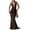 Coffee, variant on CIENVNSTG Women's Sleeveless High Waist Bodycon Evening Party Gown Sexy Deep V-neck Backless Halter Maxi Dresses Coffee XL
