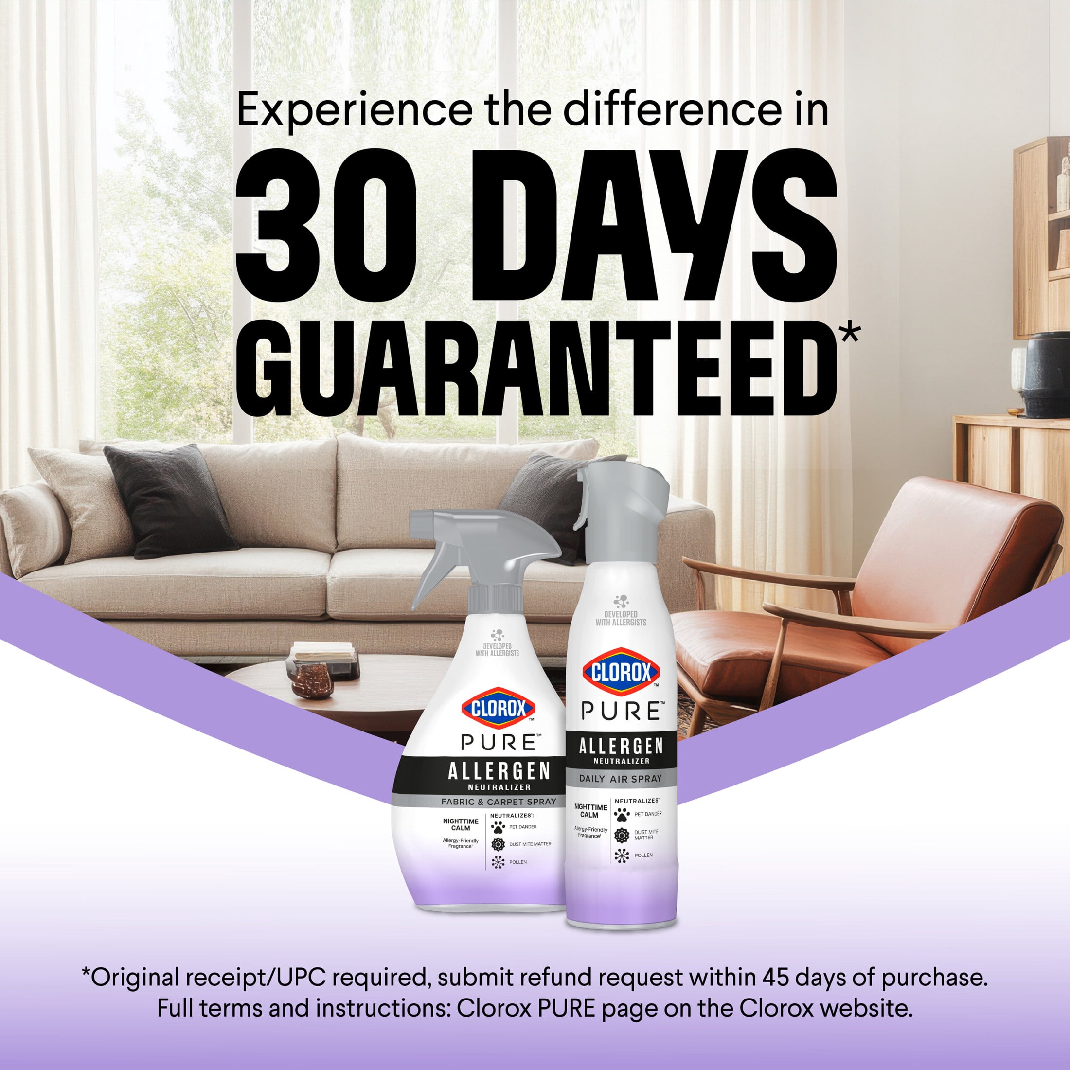 Clorox PURE Nighttime Calm Fabric and Carpet Allergen Neutralizer Spray, 26 fl. oz.