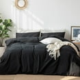 thumbnail image 3 of Ensemble de Housse de Couette en Coton Lavé Effet Lin Respirant Durable Doux Confortable (Lin Brun Gris Grand Lit), 3 of 6