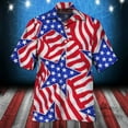 thumbnail image 2 of Bjutir Patriotic Shirts For Men Summer Short Sleeve Button Down Lapel Neck T Shirts Usa Flag Star Stripe Print Fashion Casual Patriotic Lightweight Tops Beach Hawaiian Mens Tees Blue Xl, 2 of 4