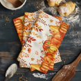 thumbnail image 6 of Orange Pumpkins Fall Kitchen Towels Set of 2, Water Absorbent Dish Towel, Thanksgiving Botanical Maple Leaves Falling Decorative Hand Towels - Quick Drying Cloth for Cooking Baking, 18x28 Inch, 6 of 8