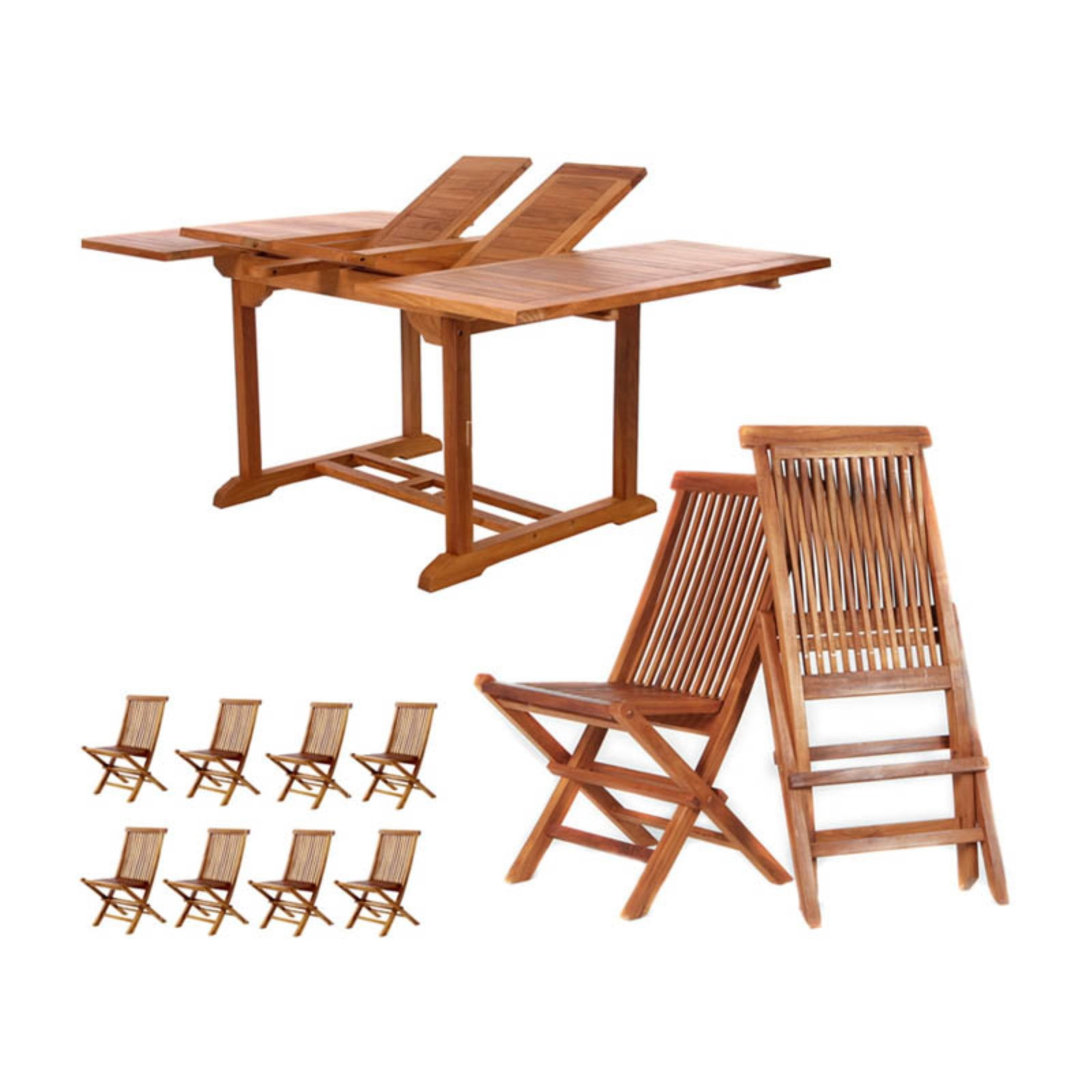 All Things Cedar Teak Butterfly Folding Patio Dining Set Seats 8