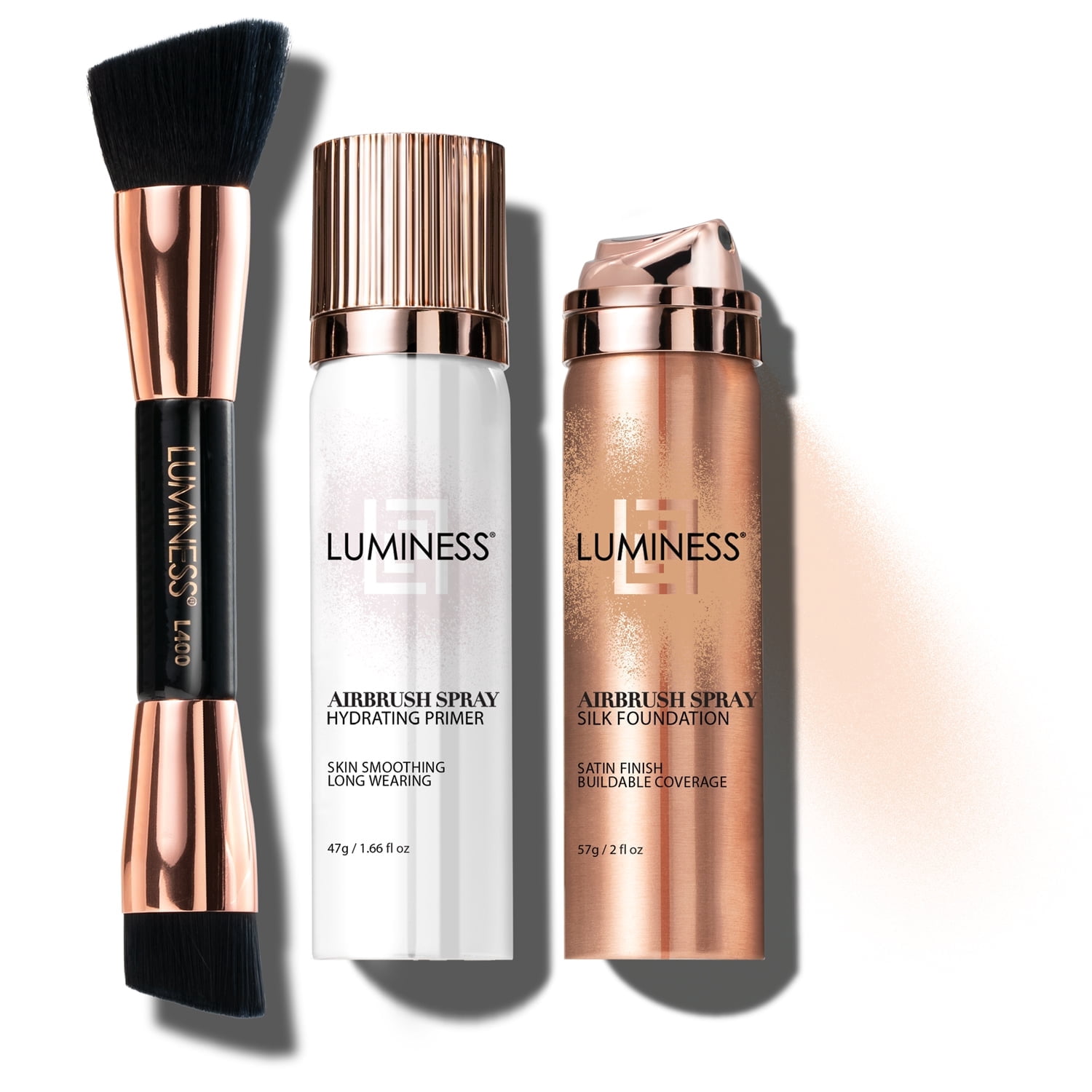 Luminess Silk Airbrush Starter Kit: with Foundation, 2 fl oz, Primer, 1.66 fl oz & Buffing Brush