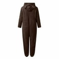 thumbnail image 6 of MGDXOX Women's Fuzzy Onesie Pajamas Warm Zipper Hooded Jumpsuit Sherpa Pj Romper One Piece Sleepwear Soft Plush Loungewear Coffee S, 6 of 6