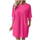 thumbnail image 1 of WILLBEST Vestidos De Lino Para Mujer "Vestido Recto Holgado De Color Puro Con Mangas Cortas Para Mujer, Primavera/Verano, Informal, Cuello Redondo, Liso, Básico", 1 of 3