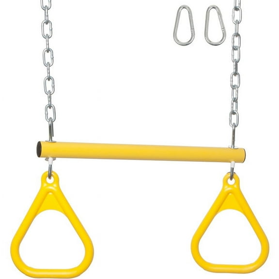 Swing Set Stuff Inc. Trapeze Bar with Rings and Uncoated Chain (Yellow)