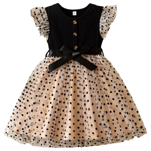 newwalpole Toddler Girl Tulle Dress Summer Ruffle Sleeveless Baby Girl Fashion Casual Dresses Black for Size 1-2 Years