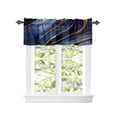 thumbnail image 2 of Kitchen Cafe Valance Curtain for Small Windows,Natural Blue Marble Stone with Gold Lines Rod Pocket Valances Wild Agate Granite Texture Window Treatment Panel for Living Room/Bedroom/Bathroom,42x18in, 2 of 9