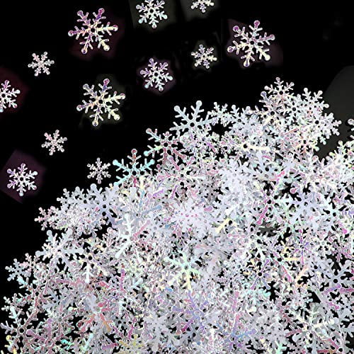 Christmas Snowflake Confetti Decoration(300pcs)konsait Large Shimmer Snowflakes Cake Table Confetti for Xmas Party Decor Accessories Winter Wedding HA