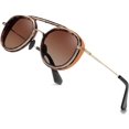 thumbnail image 2 of Gafas de sol Steampunk con marco dorado y gradiente para hombre, gafas de sol polarizadas con doble puente, gafas de sol Retro con montura gruesa y redonda, 2 of 5