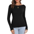 thumbnail image 2 of PrettyGuide Women's Long Sleeve Boat Neck Sweater Slim Fit Ribbed Knit Fall Pullover Tops, 2 of 7