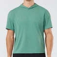 thumbnail image 3 of FRSASU Men's Short Sleeve Hoodie Gym Shirts Lightweight Quick-Dry Athletic Pullover Hooded Workout Fitness Tee Green, 3 of 9