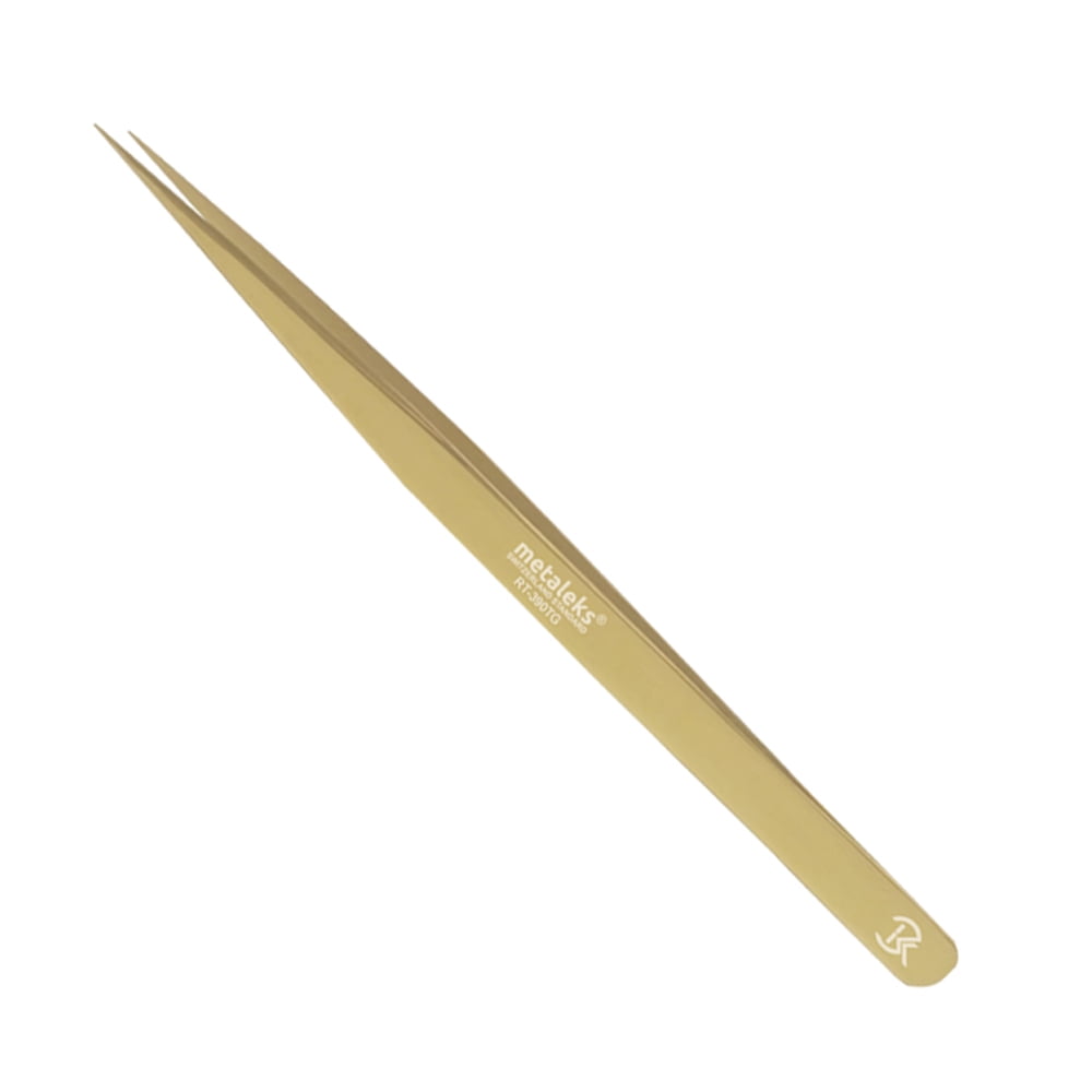 3 Pcs Russian Volume Japanese Stainless Steel Tweezers for Eyelash Extension in Gold Plated with Golden Magnetic Kit