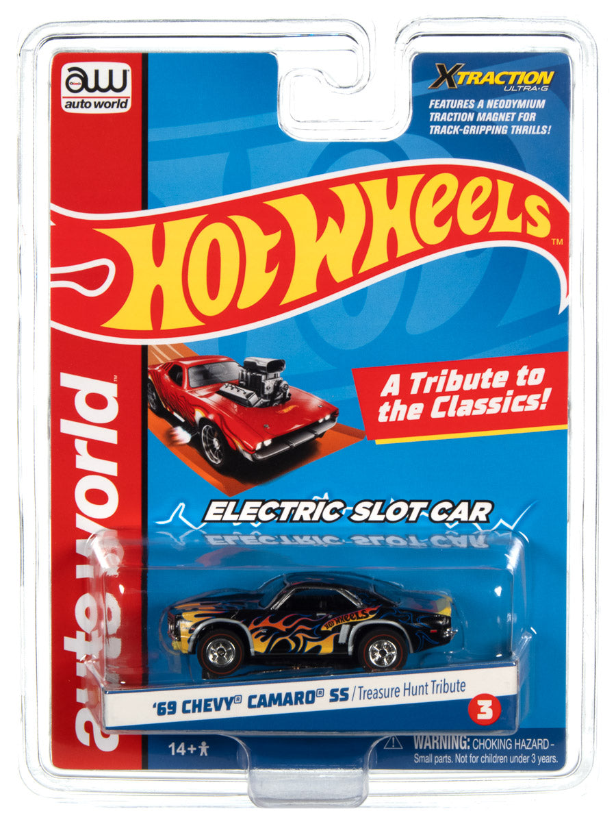 Auto World Hot Wheels Flames Xtraction 1969 Camaro SS HO Scale Slot